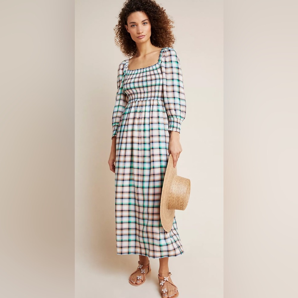 Maeve Cerie Smocked Midi Dress - Picture 2 of 9